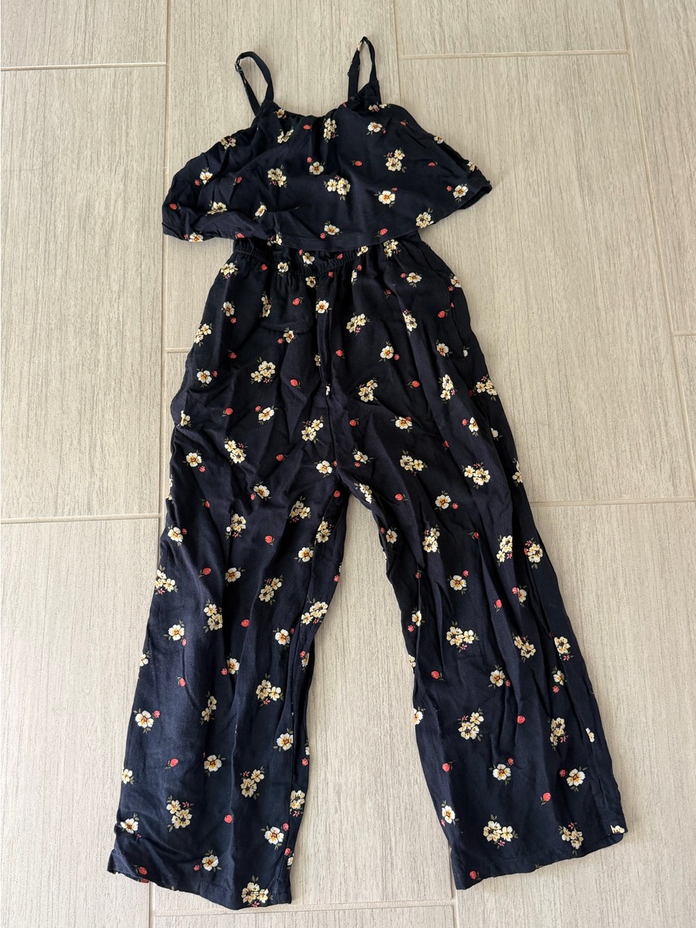 Abercrombie & Fitch Kids Navy Wide-Leg Jumpsuit with Spaghetti Straps